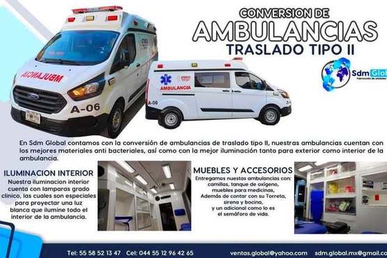 equipamiento y venta de ambulancias de traslado fabricacion y equipamiento unidades moviles medicas especiales traslado urgencias basicas avanzadas intensivos consultorio movil medico dentista optica movil aulas moviles oficinas moviles sdm global mexico de personal patrullas 