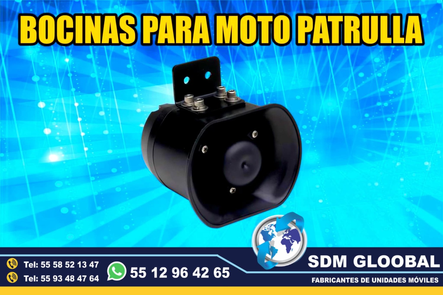Venta e instalacion de Sirena bocina de 100 whats para moto patrullas  <br>