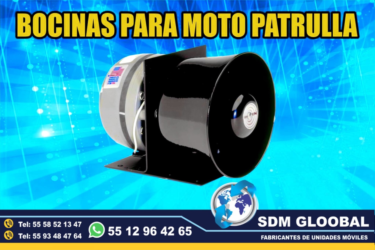 Venta e instalacion de Sirena bocina de 100 whats para moto patrullas  <br>