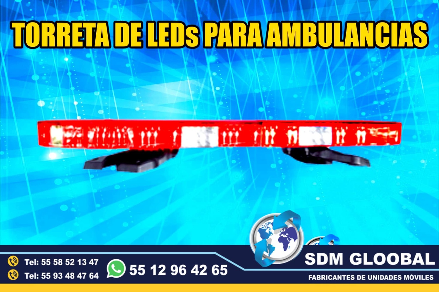 Venta de Torreta de Leds para patrullas color rojo ambar <br>